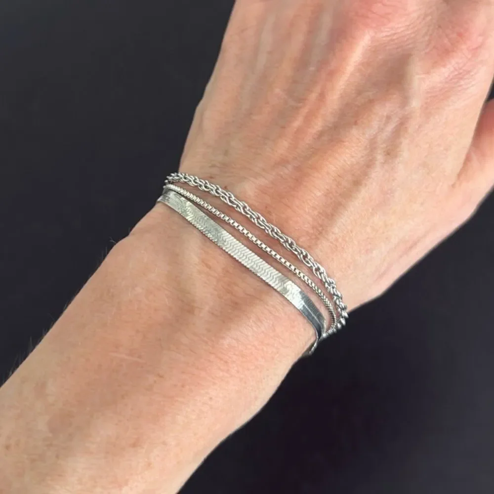 The Uptown Six– Men’s Silver Tone Chain Bracelets in Mixed Styles